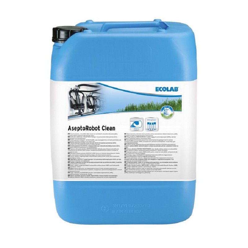 AseptoRobot Clean is een chloorvrij sterk alkalisch product voor het reinigen van het AMS
