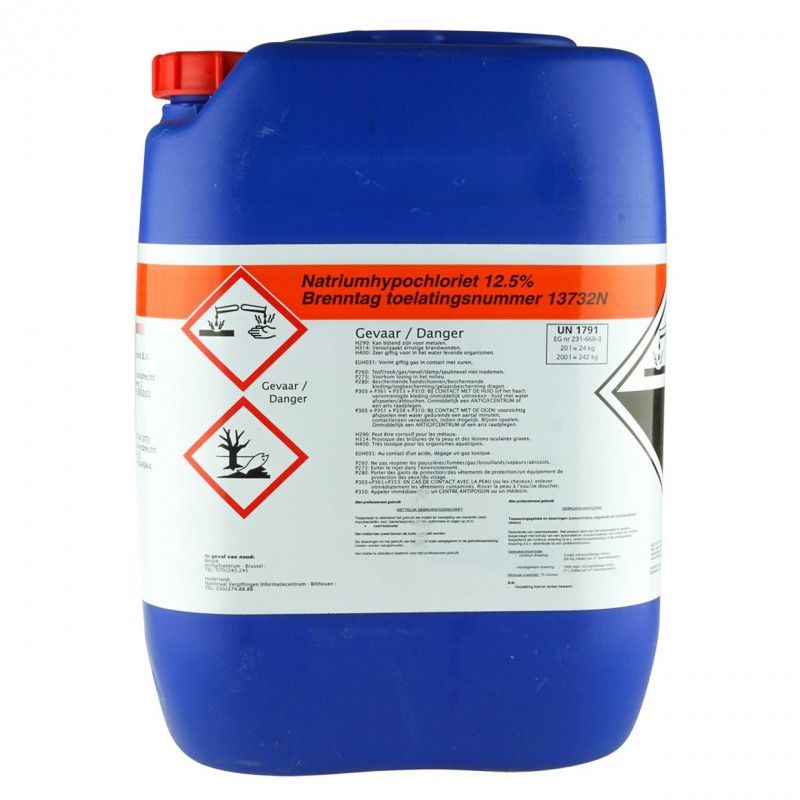 Brenntag Natriumhypochloriet Chloor 12,5% 24 kilo (8 cans of meer) - 4821
