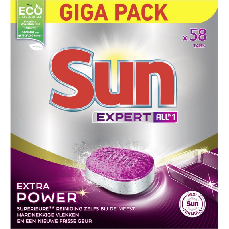 Sun All-in-1 Extra Power Vaatwastabletten - 58 stuks - 3866