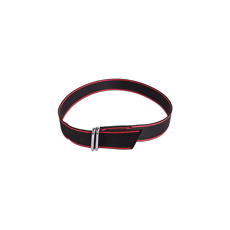 Koehalsband zwart rood met knelgesp 130 cm