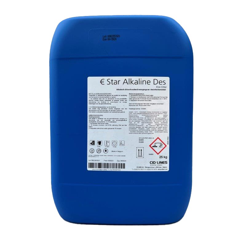 € Star Alkaline Des een Alkalisch chloorhouden reinigings en desinfectiemiddel.