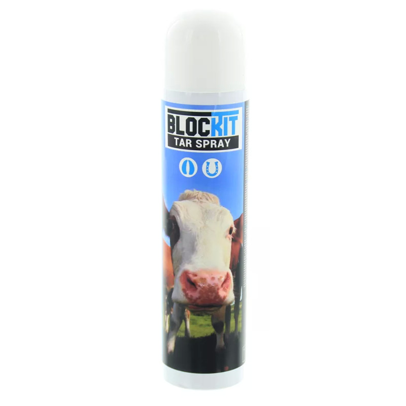 De Blockit Teerspray (Tar Spray) is een afdichtende spray, die helpt bij het verzorgen van de hoeven en klauwen van paarden, run